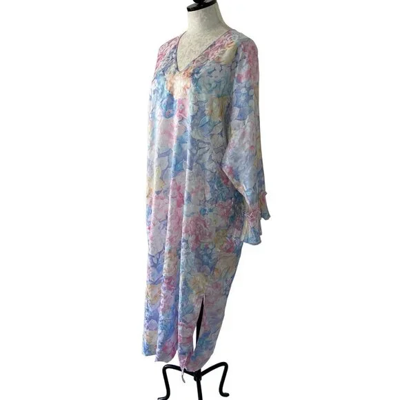 Mary McFadden Vintage Womens Nightgown Size Large Pastel Floral Watercolor - Picture 11 of 12